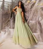 Mint green embroidered anarkali gown