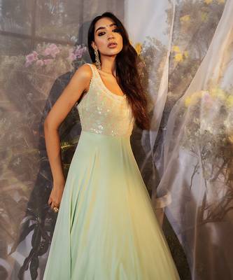 Mint green embroidered anarkali gown 2