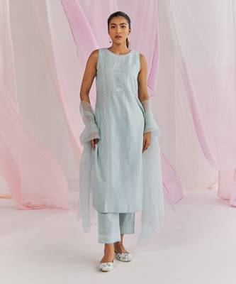Powder blue safi kurta set 1