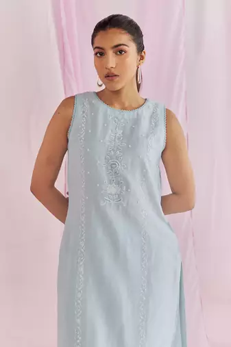 Powder blue safi kurta set