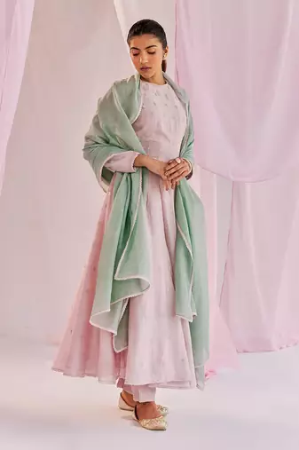 Pink aleysa anarkali set