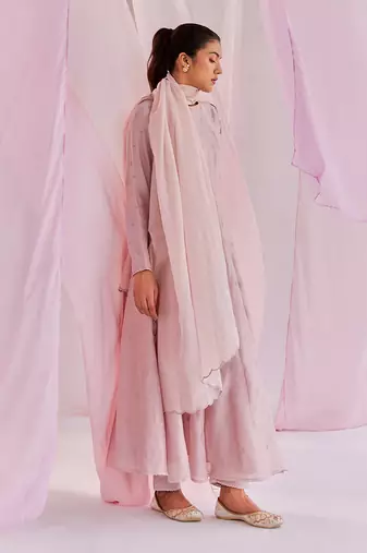 Pink aleysa anarkali montone set