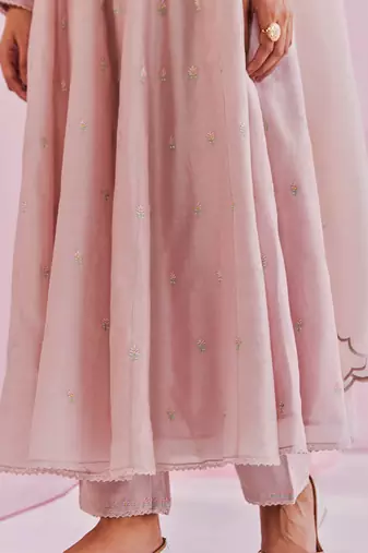 Pink aleysa anarkali montone set