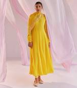 Yellow alaia anarkali set