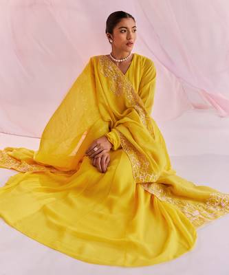 Yellow alaia anarkali set 3
