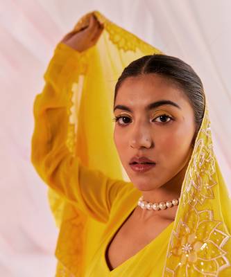 Yellow alaia anarkali set 4