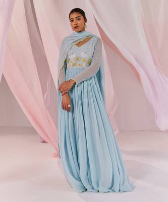 Blue kaasni anarkali set 1
