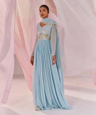 Blue kaasni anarkali set 2