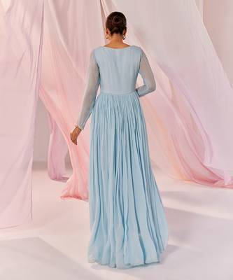 Blue kaasni anarkali set 3