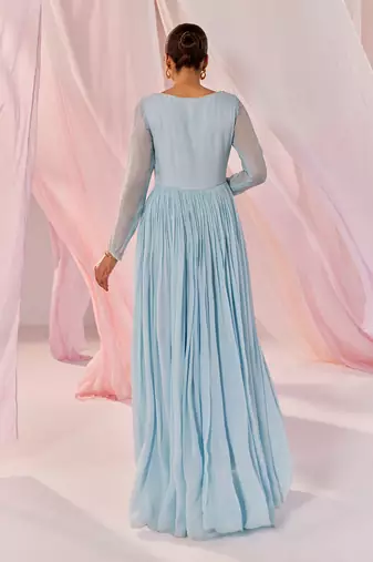 Blue kaasni anarkali set