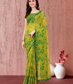 Parrot Ethnic Printed Work Designer Festive Saree
