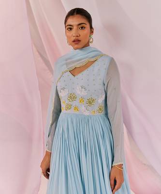 Blue kaasni anarkali set 4