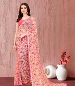 Pink Ethnic Printed Work Designer Festive Saree