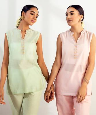 Blush pink embroidered tunic 4