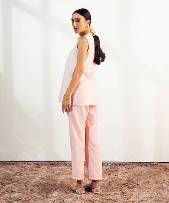 Blush pink embroidered tunic set 2