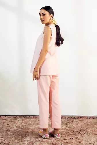 Blush pink embroidered tunic set