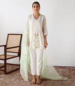 Ivory chanderi embroidered kurta set