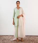 Mint green embroidered kurta set