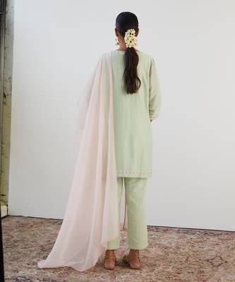 Mint green embroidered kurta set 2