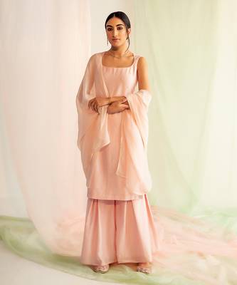 Blush pink chanderi silk sharara set 1
