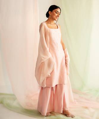 Blush pink chanderi silk sharara set 2