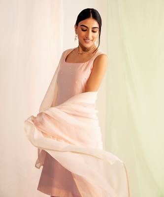 Blush pink chanderi silk sharara set 3