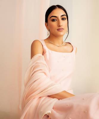 Blush pink chanderi silk sharara set 5