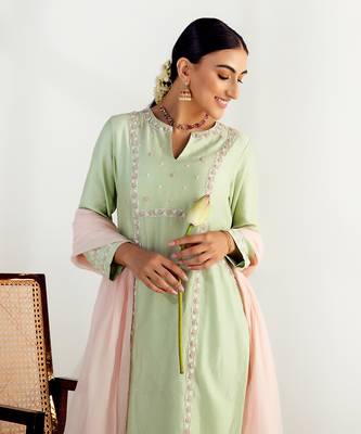 Mint embroidered kurta set 2
