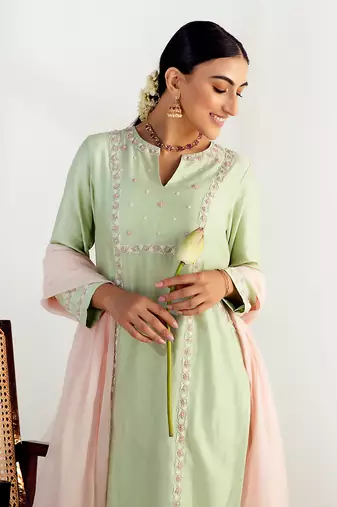 Mint embroidered kurta set