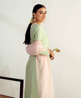 Mint embroidered kurta set 4