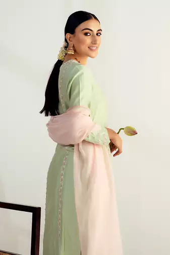 Mint embroidered kurta set