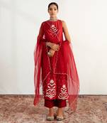 Maroon embroidered kurta set