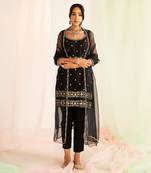 Black embroidered handcrafted kurta set