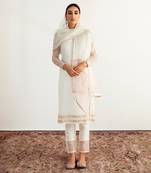 White embroidered handcrafted kurta set