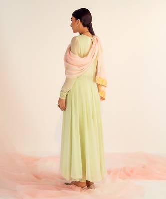 Mint green georgette anarkali set 4