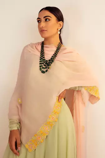 Mint green georgette anarkali set
