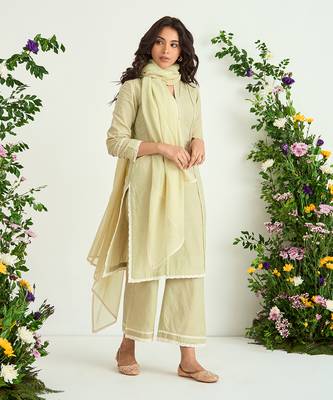 Green pure cotton kurta set 2
