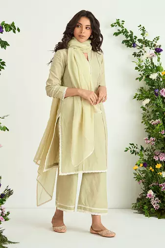 Green pure cotton kurta set