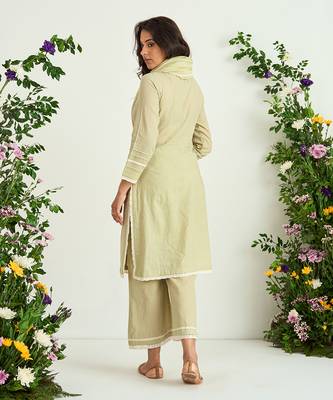 Green pure cotton kurta set 3
