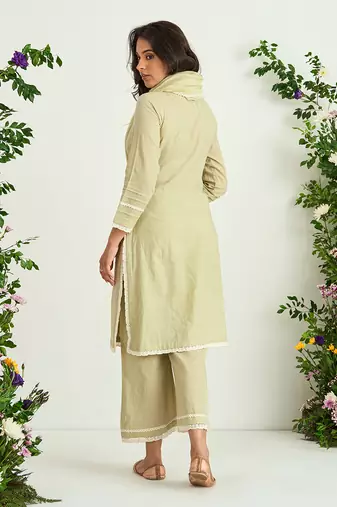 Green pure cotton kurta set