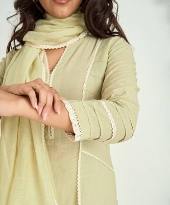 Green pure cotton kurta set 4