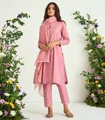 Onion pink embroidered kurta set