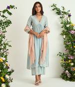 Ice blue embroidered kurta set