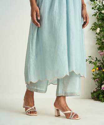 Ice blue embroidered kurta set 5