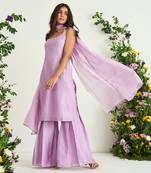 Purple silk chanderi sharara set