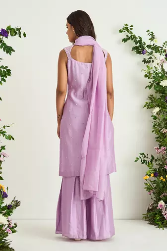 Purple silk chanderi sharara set