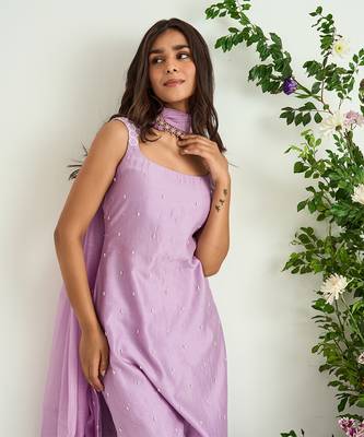 Purple silk chanderi sharara set 3
