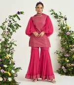 Pink georgette sharara set