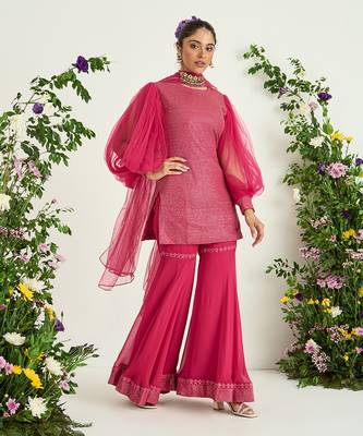 Pink georgette sharara set 2