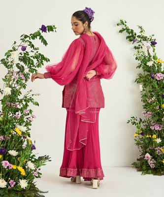 Pink georgette sharara set 3